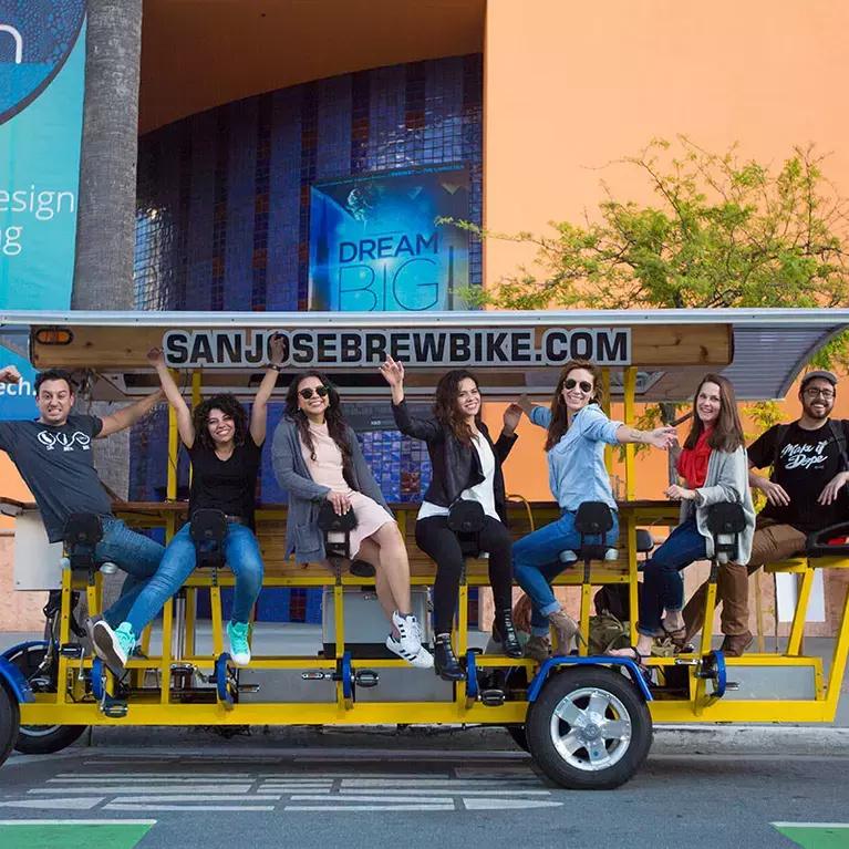People on the San Jose Brew Bike
