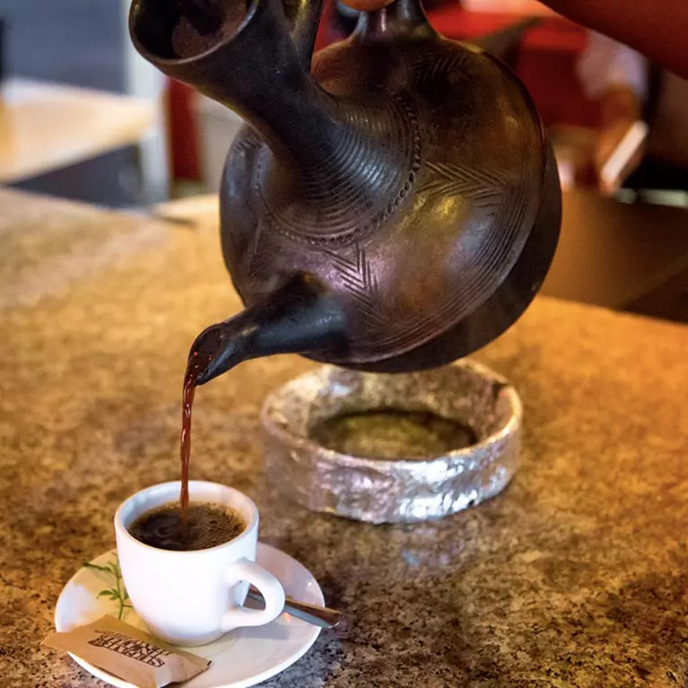 Coffee pouring at Walia Ethiopian Cuisine
