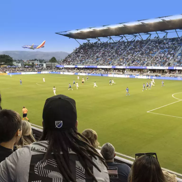 Crowds cheering the San Jose Earthquakes