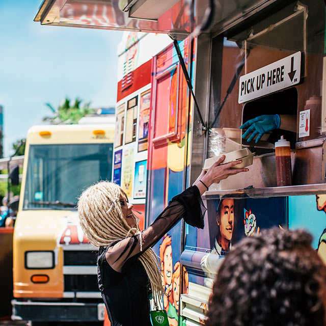 Food trucks downtown San Jose by Cesar Chavez Park