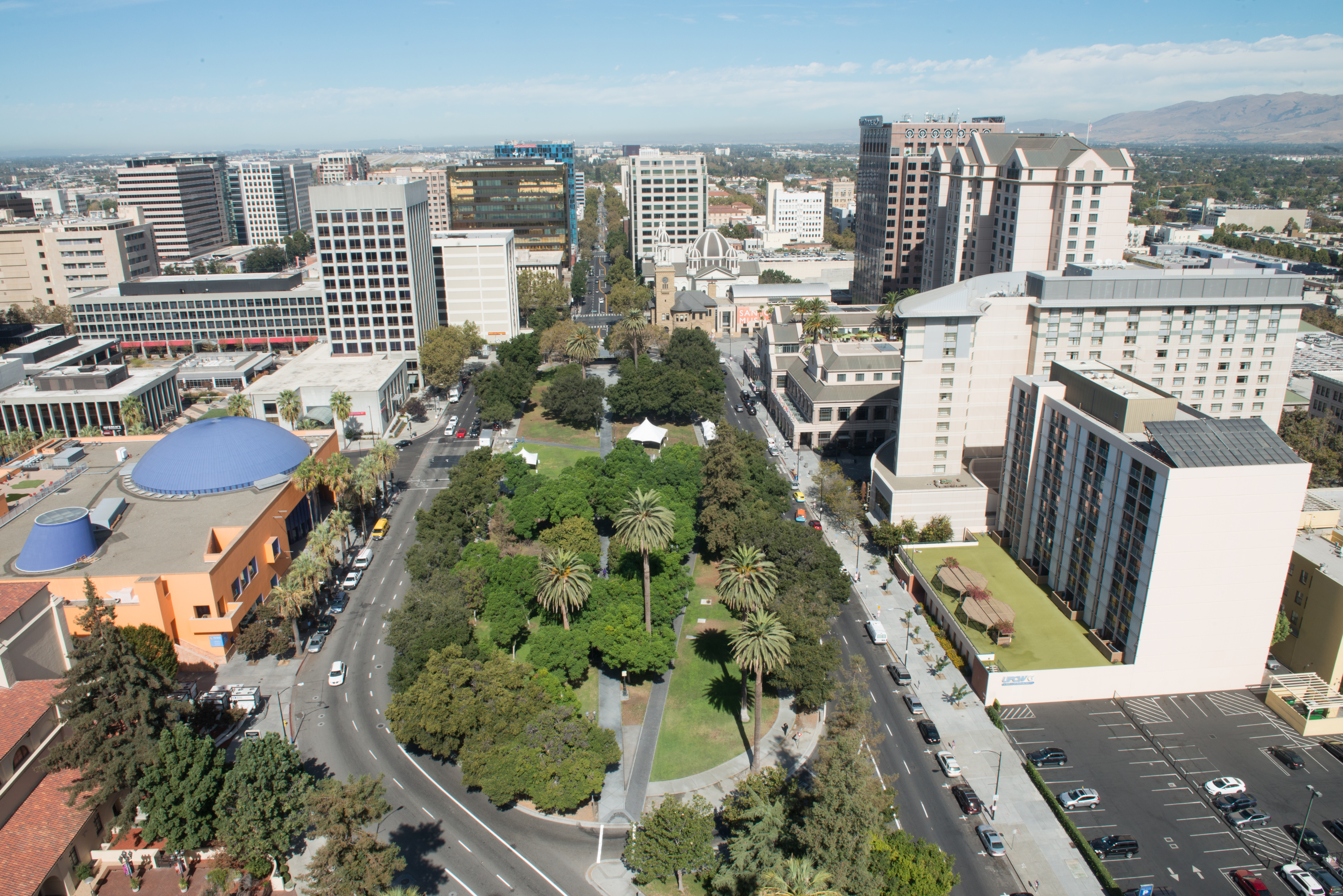 downtown aerial shot