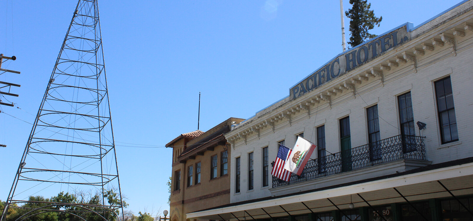 the old light tower and hotel in History Park