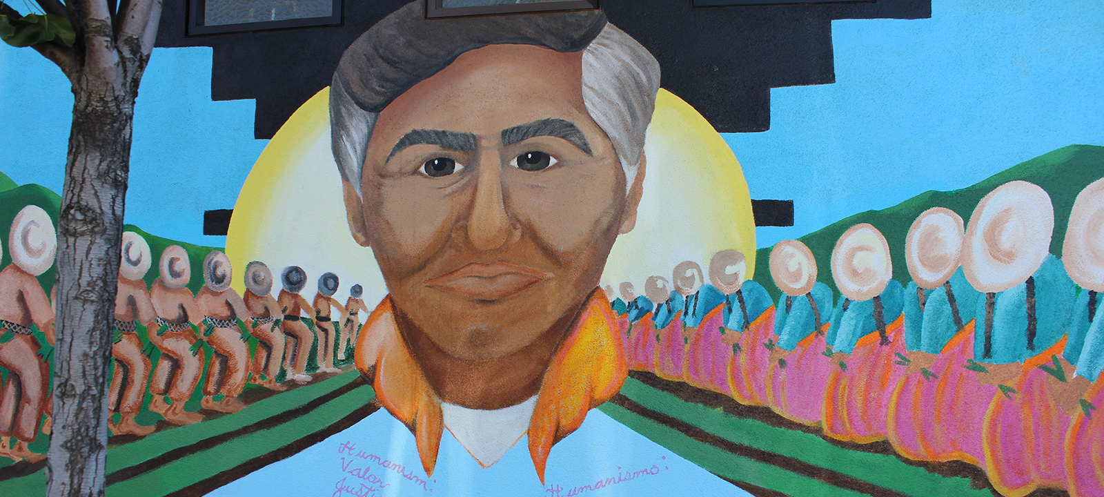 a mural of Cesar Chavez