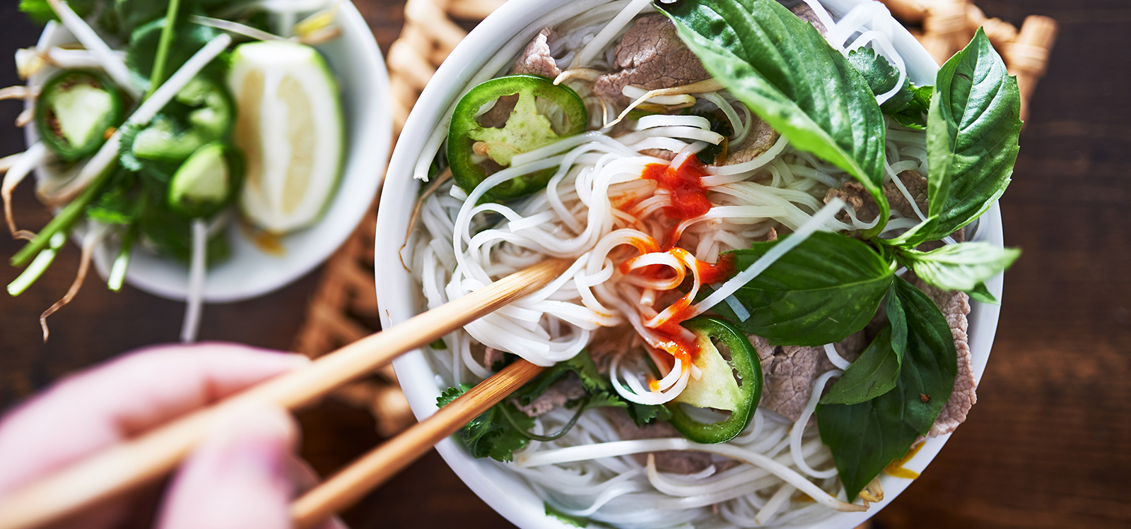 a bowl of pho