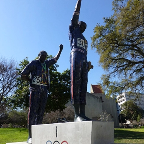 San Jose State University's Olympic statue. 