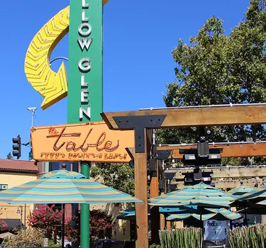 A view of the renovated historic Willow Glen sign on Lincoln Avenue at The Table restaurant on Lincoln, the main drag.