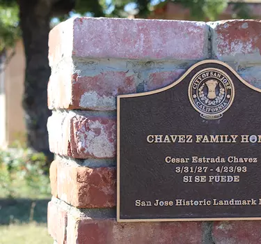 Cesar Chavez's home in San Jose featuring a plaque, San Jose Historic Landmark #98