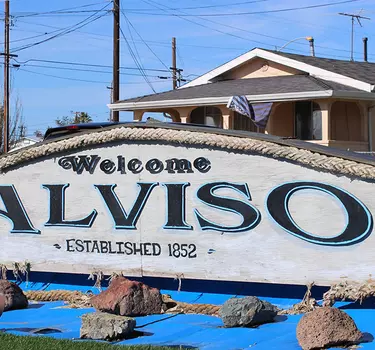 Welcome to Alviso sign