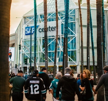 San Jose Sharks fans attend the SAP Center in San Jose, California. 