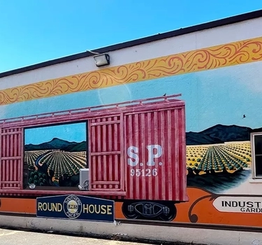 Mural outside of Crema Coffee Roasting in San Jose, California