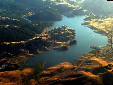 Aerial view of Calero Reservoir