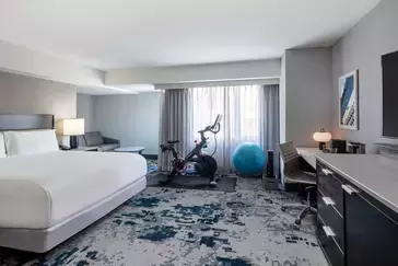 Hilton San Jose guest room with Peleton