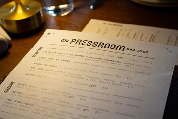 The Pressroom San Jose Menu