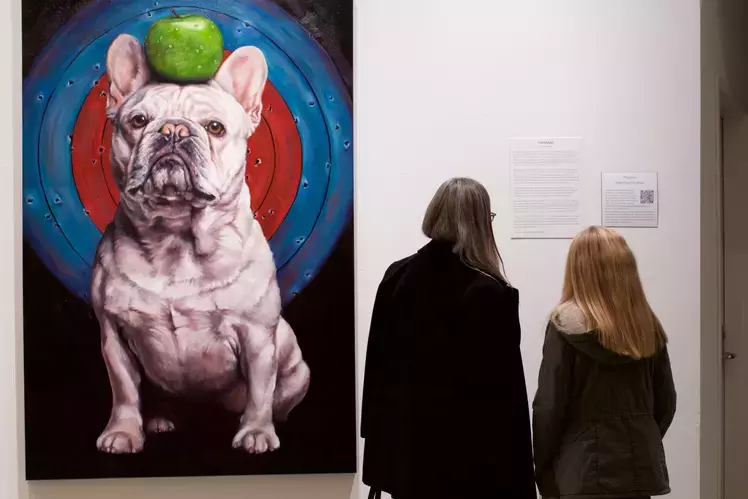 Visitors enjoy an installation at the Triton Museum of Art