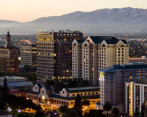 Golden hour in downtown San Jose