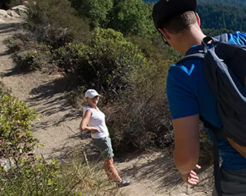 People hiking through the redwoods of Castle Rock State Park