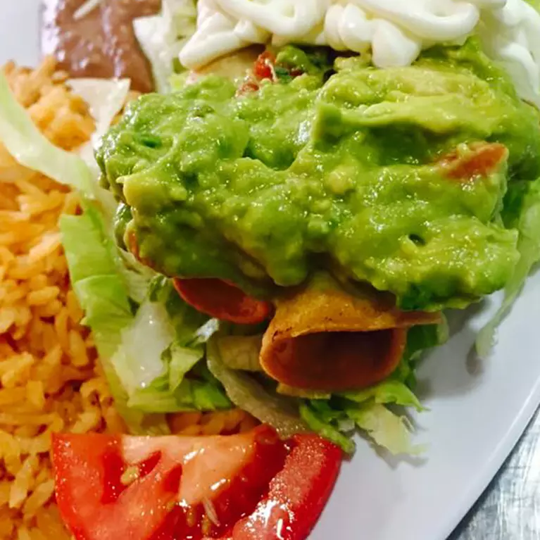 Flautas with guacamole at El Pirrin