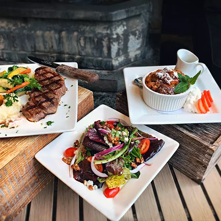 Three food plates from Rosie McCann's Irish Pub and Restaurant