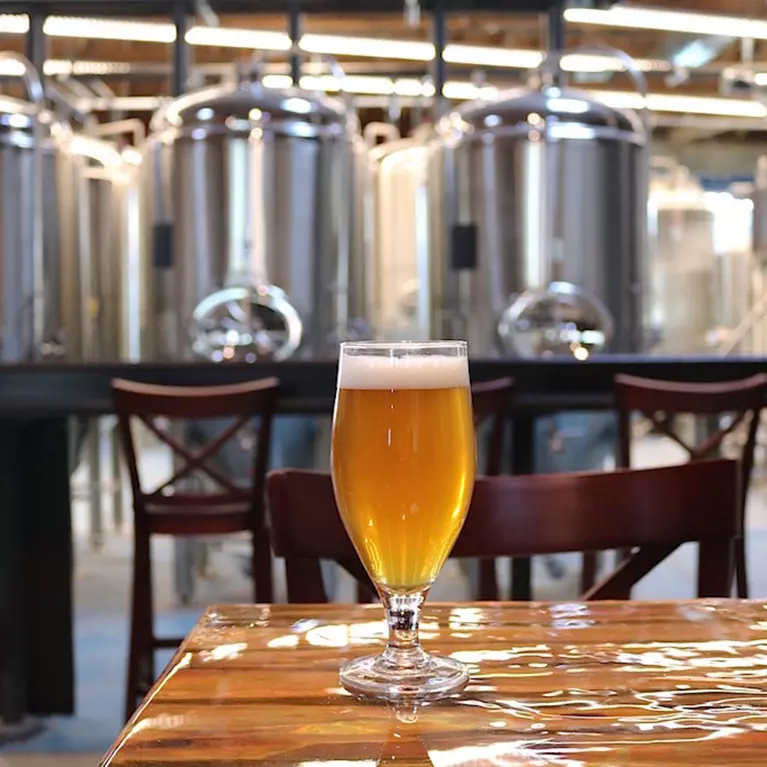 Beer on a table at Uproar Brewing Company