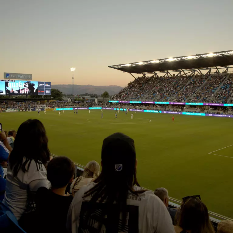 Crowds cheering on the San Jose Earthquakes at PayPal Park