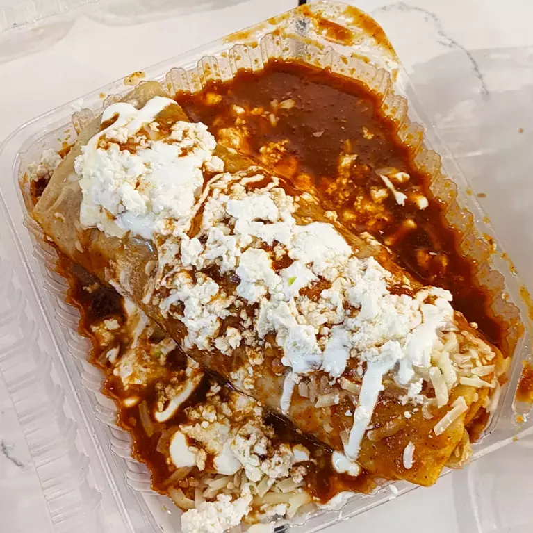 A wet burrito at Luna's Halal Taqueria