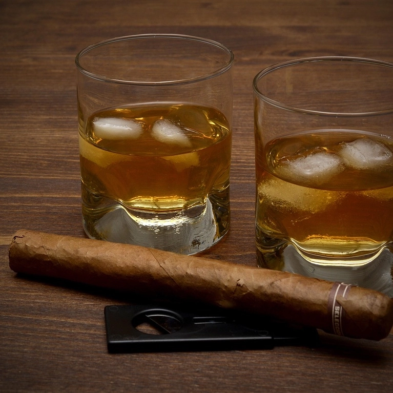 Whiskey and cigar